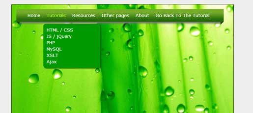 Green DropDown Menu
