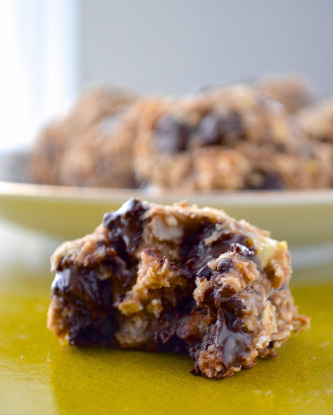 In a Nutshell... (Guilt Free!) Banana Chocolate Chip Oatmeal Cookies
