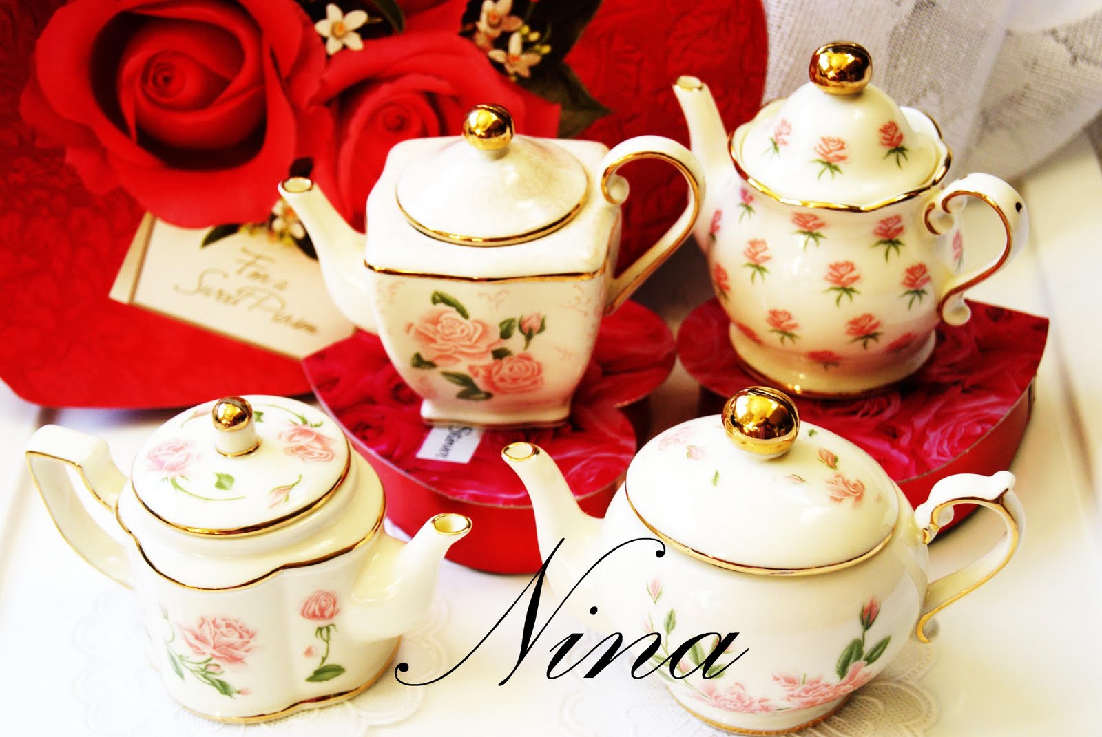 NINA'S CUTE TREASURES TEAPOT TEALIGHT CANDLE HOLDERS (PARTYLITE)