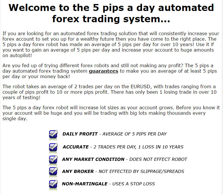 forex robot 100 pips a day