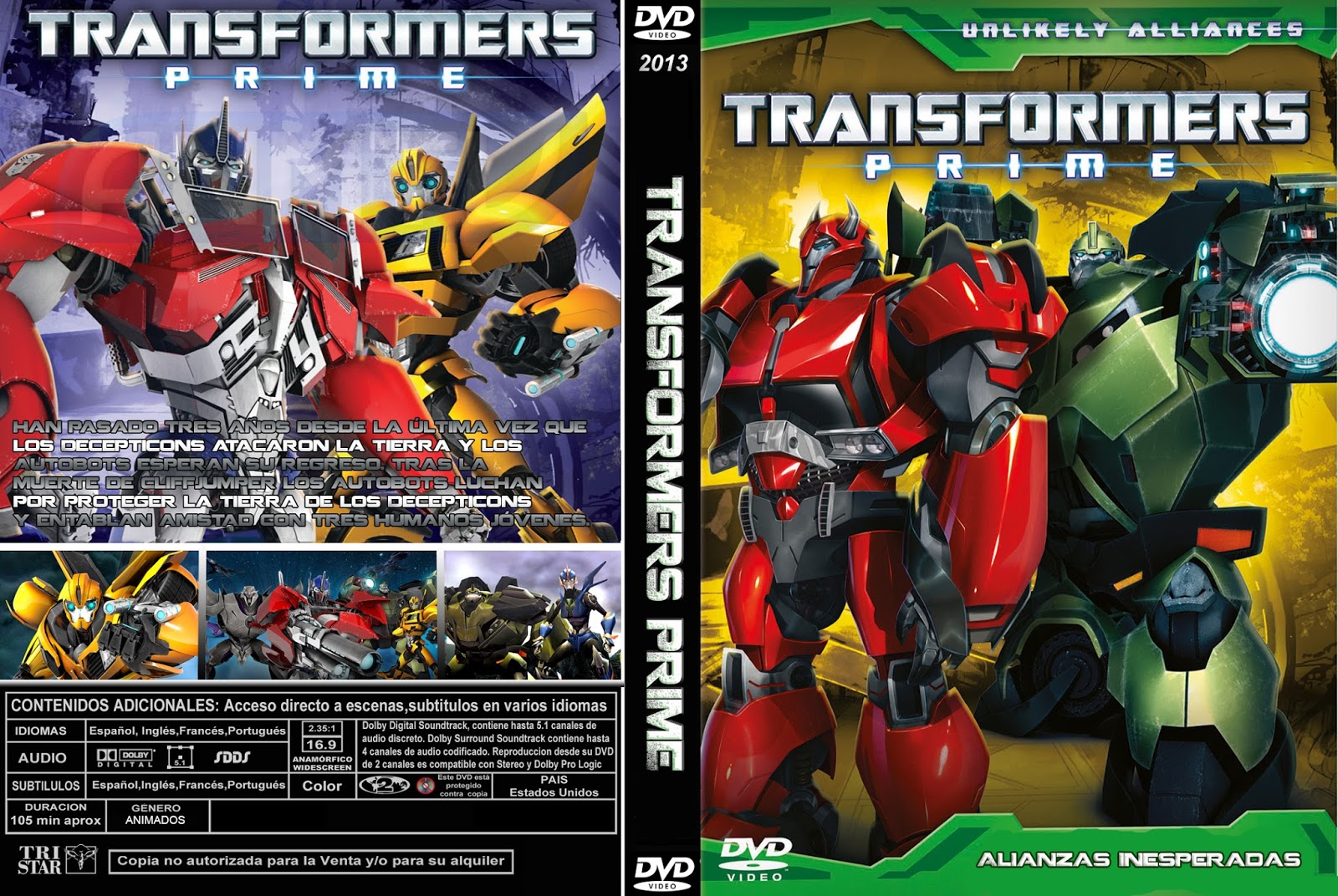 PB DVD Cover / Caratula FREE TRANSFORMERS PRIME ALIANZAS