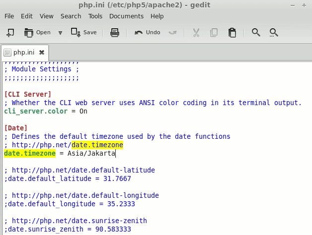 Change date.timezone on php.ini