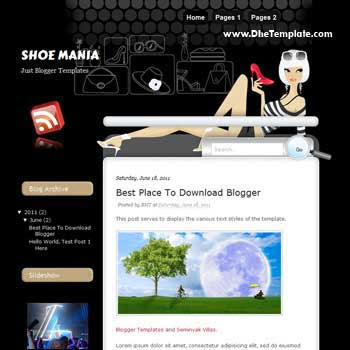 Shoe Mania Blogger Template. beautiful template with shoe background