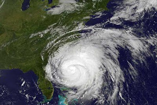 Hurricane Irene from satellite photo, August 26, 2011