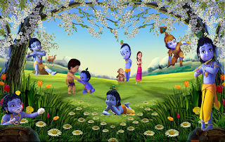 Wallpaper krishna dan teman-temannya bermain di taman Wallpaper krishna dan teman-temannya bermain di taman