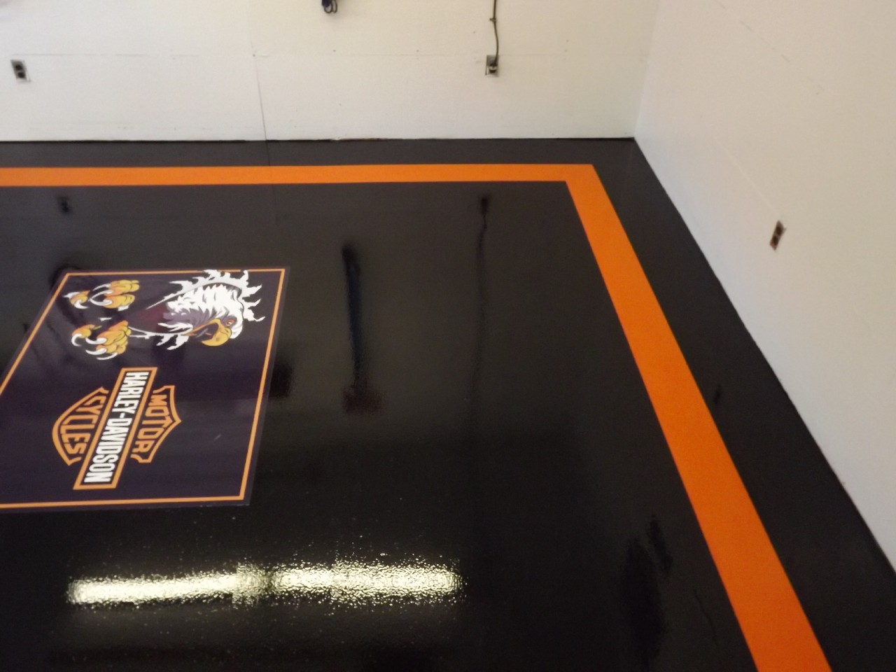Atlantic Coast Concrete Harley Davidson Logo Epoxy Garage Floor