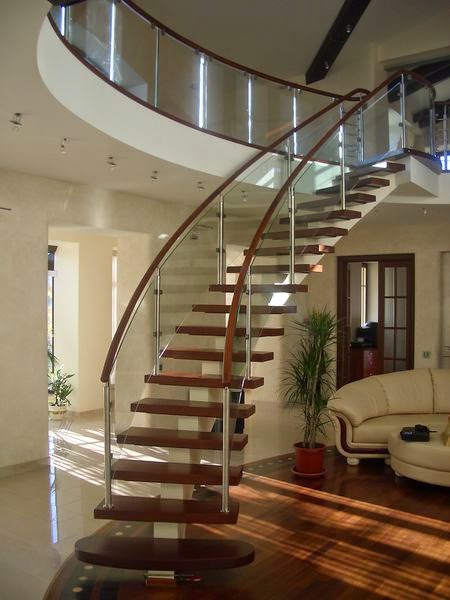 glass staircase railings for wooden stair treads
