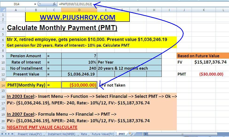 Share Your Knowledge Excel Financial Function to calculate Installment