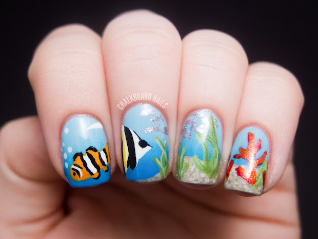 ocean scene nail art chalkboard