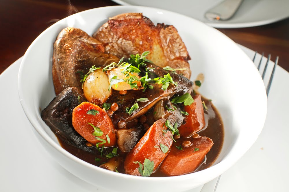 The Chubby Vegetarian Porcini + Portobello Mushroom Bourguignon over