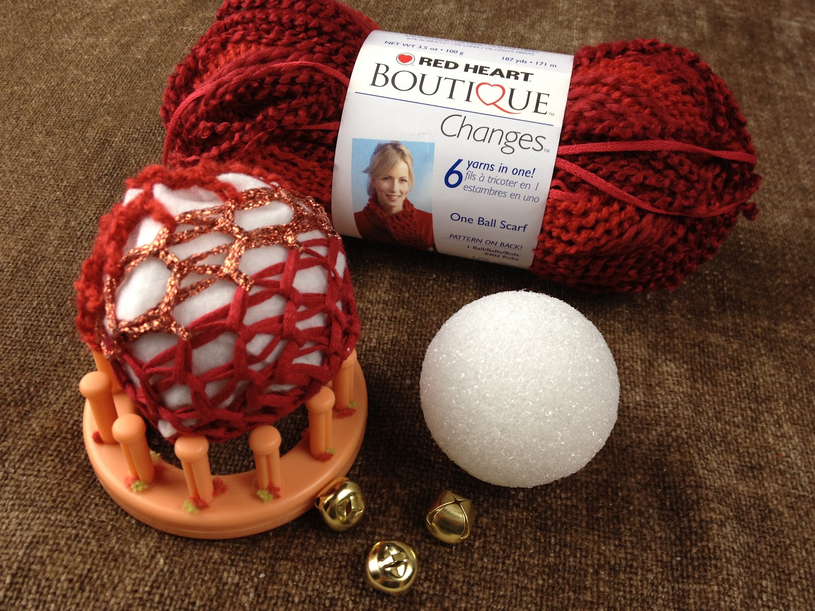 GoodKnit Kisses Loom Knit Decorative Ball or Ornament for the Holiday