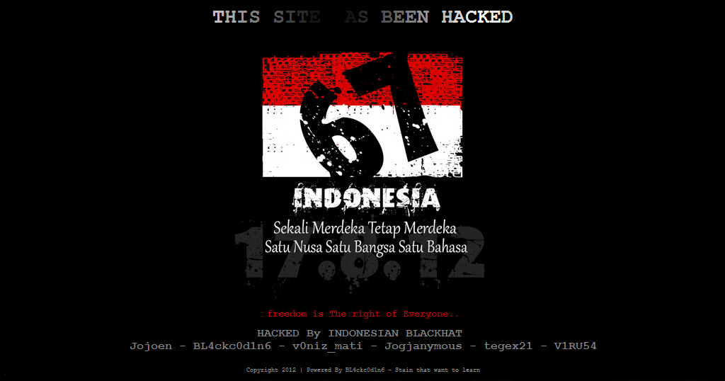 17 Agustus 2012 Hacker Indonesia Beraksi