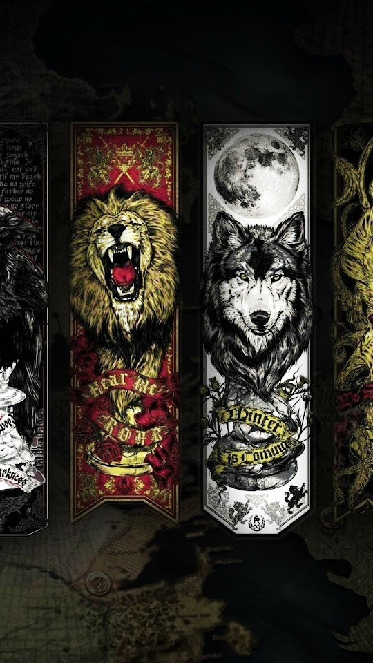 Game Of Thrones Lannister Stark House Wolf Lion Android Wallpaper
