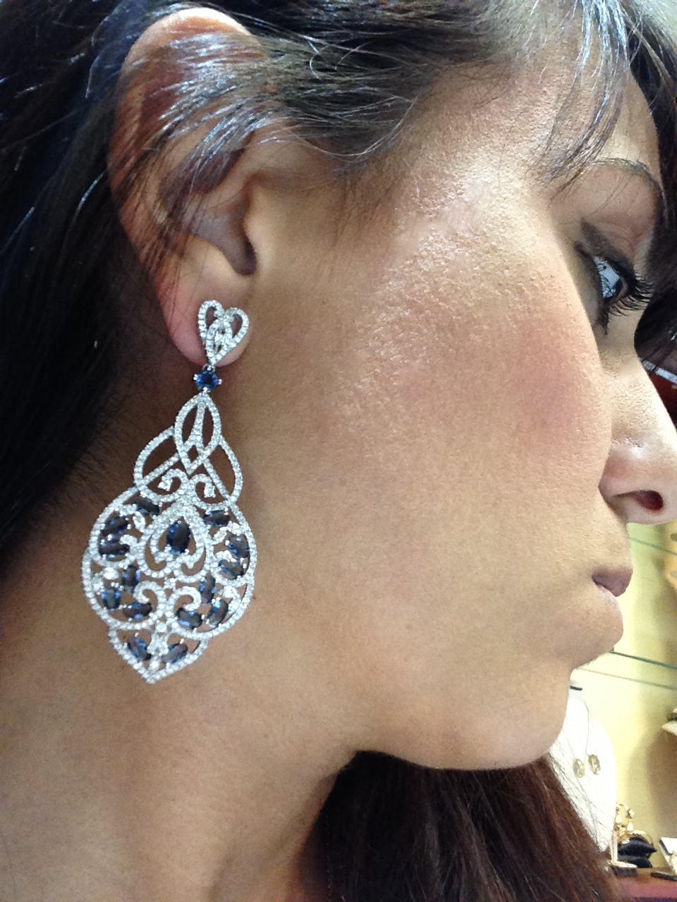 Okg Jewelry October 2017 Amazingly Beautiful Diamond Like Chandelier Earrings Hand Crafted In Solid 925 Sterling Silver With White Gold Overlay Containing Simulated