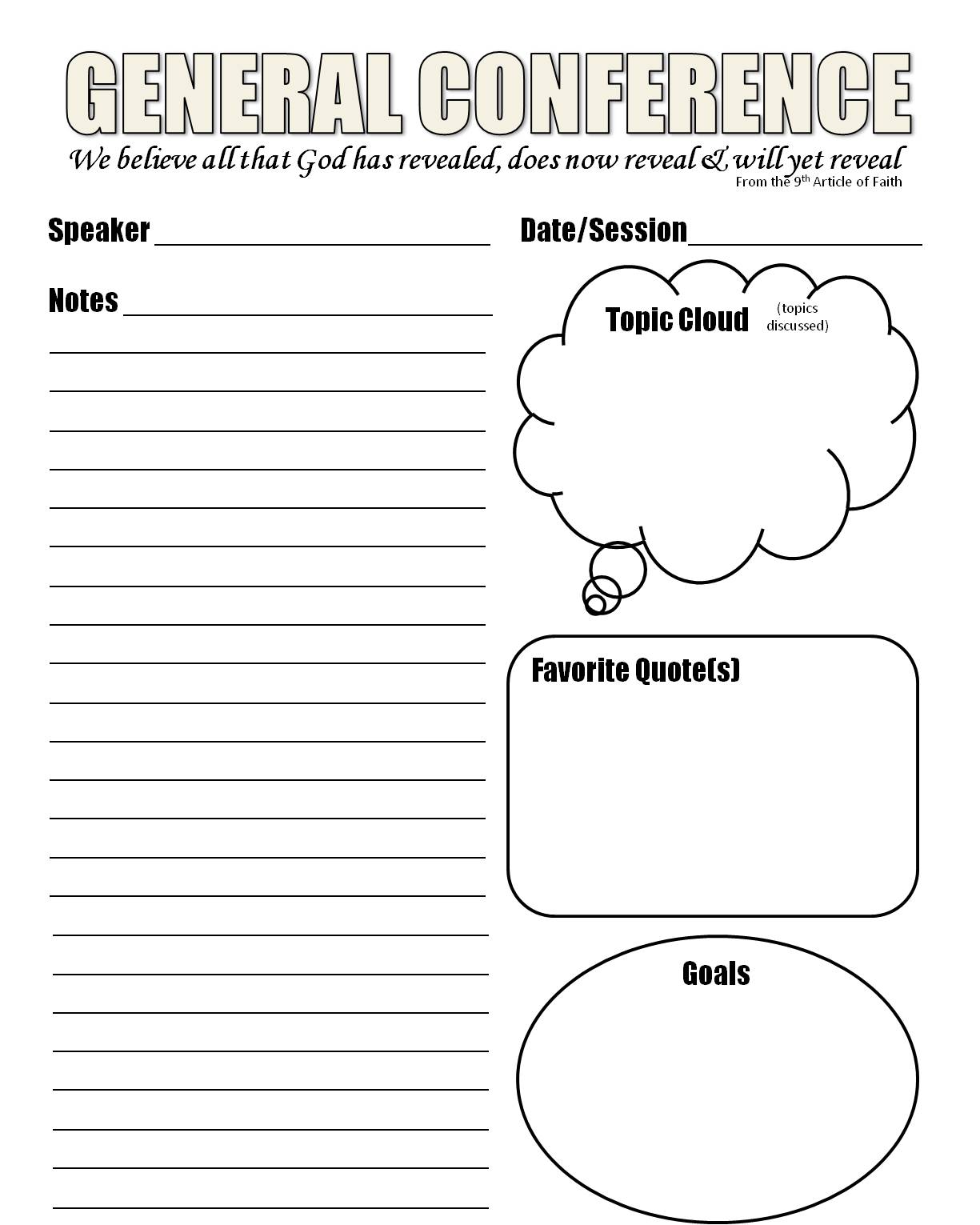 Strong Armor General Conference Notes Template
