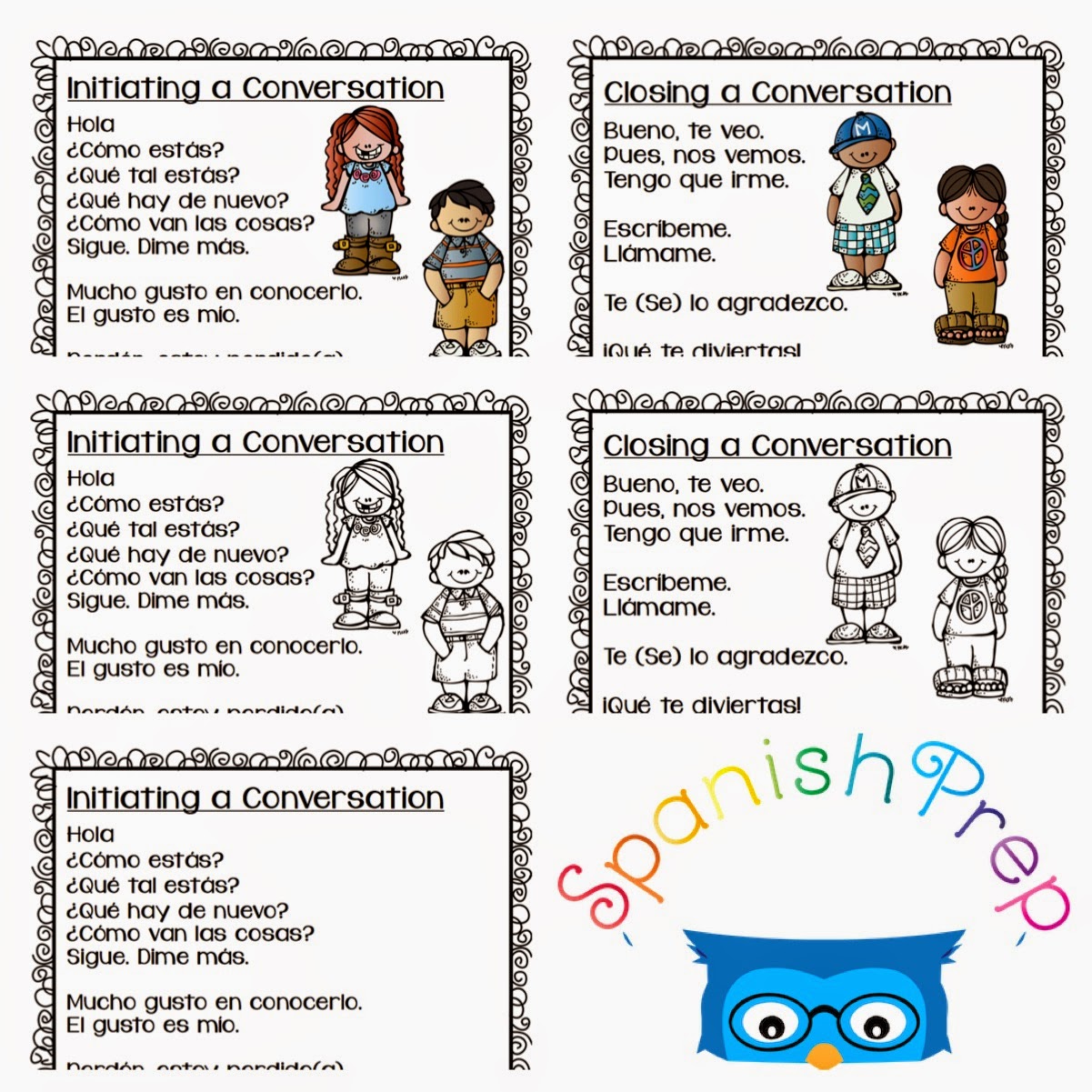 SpanishPrep Blog Spanish Speaking Cues for class conversations BUNDLE