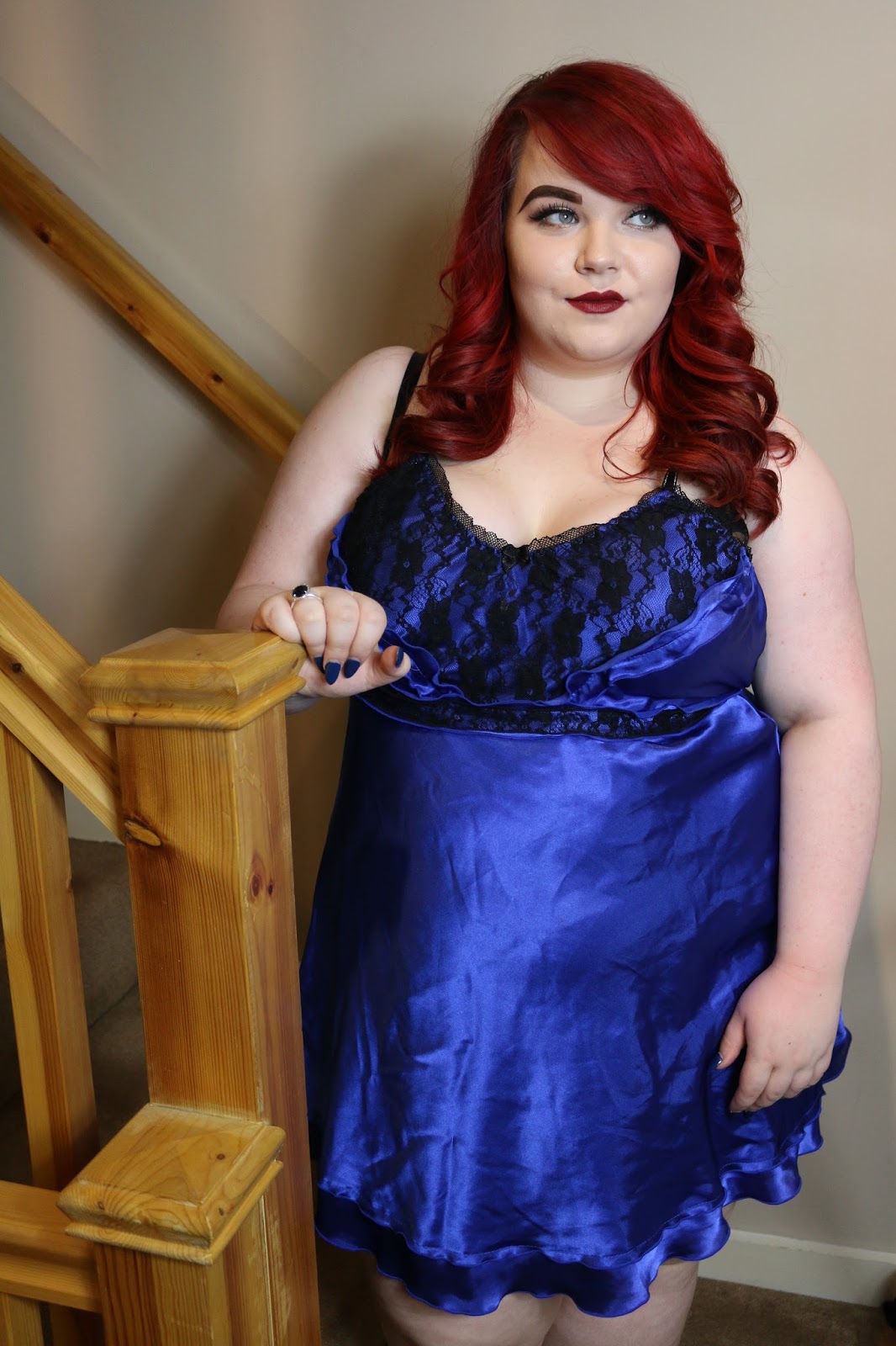 plus size blogger, nine x Lila' Beautiful satin babydoll