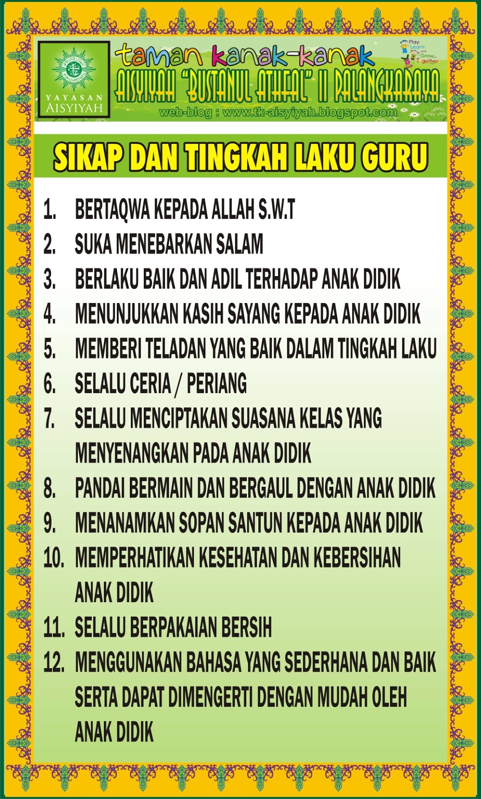 Contoh Tata Tertib Guru Tk Terbaru