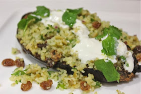 Aubergine with bulgar wheat OTTOLENGHI Chermoula