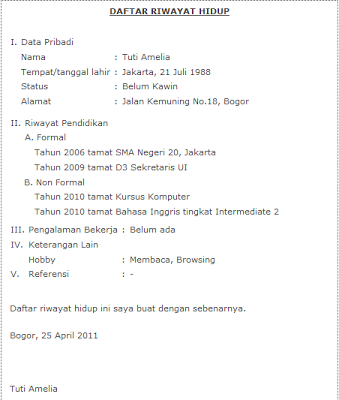 daftar riwayat hidup