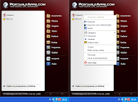 O menu principal, e o menu de contexto do PortableApps Menu
