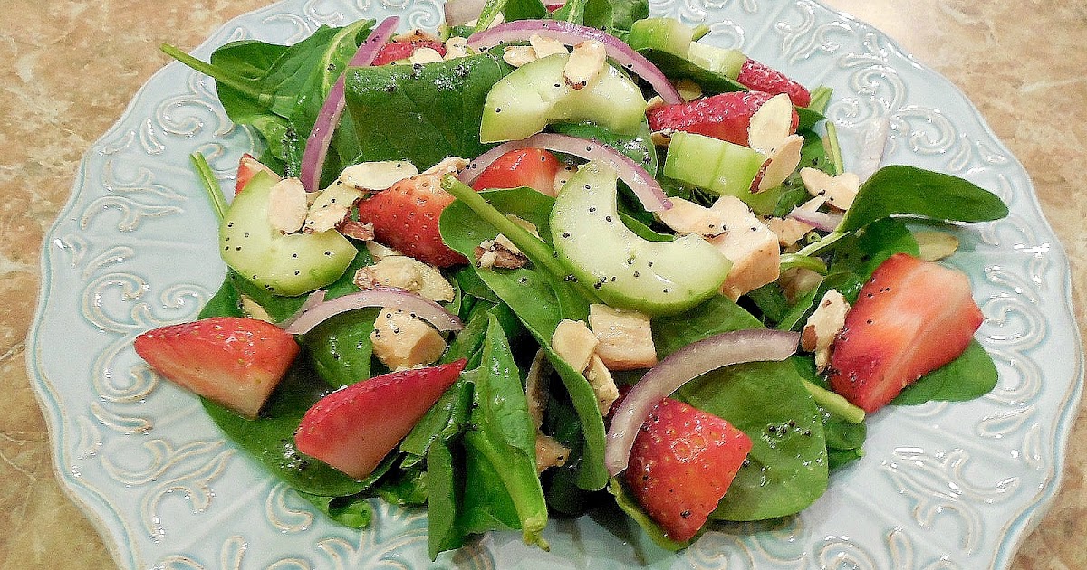 Twigs & S'mores Strawberry Spinach Salad with Lemon Poppy Seed Vinaigrette