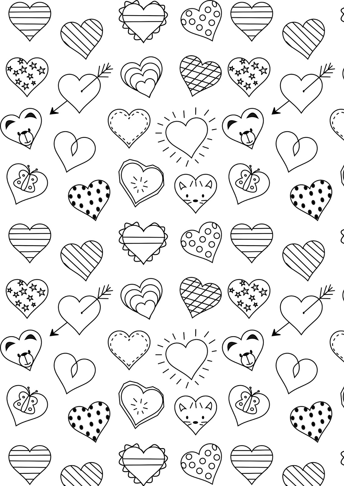 Free printable heart coloring page - ausdruckbare Ausmalseite - freebie