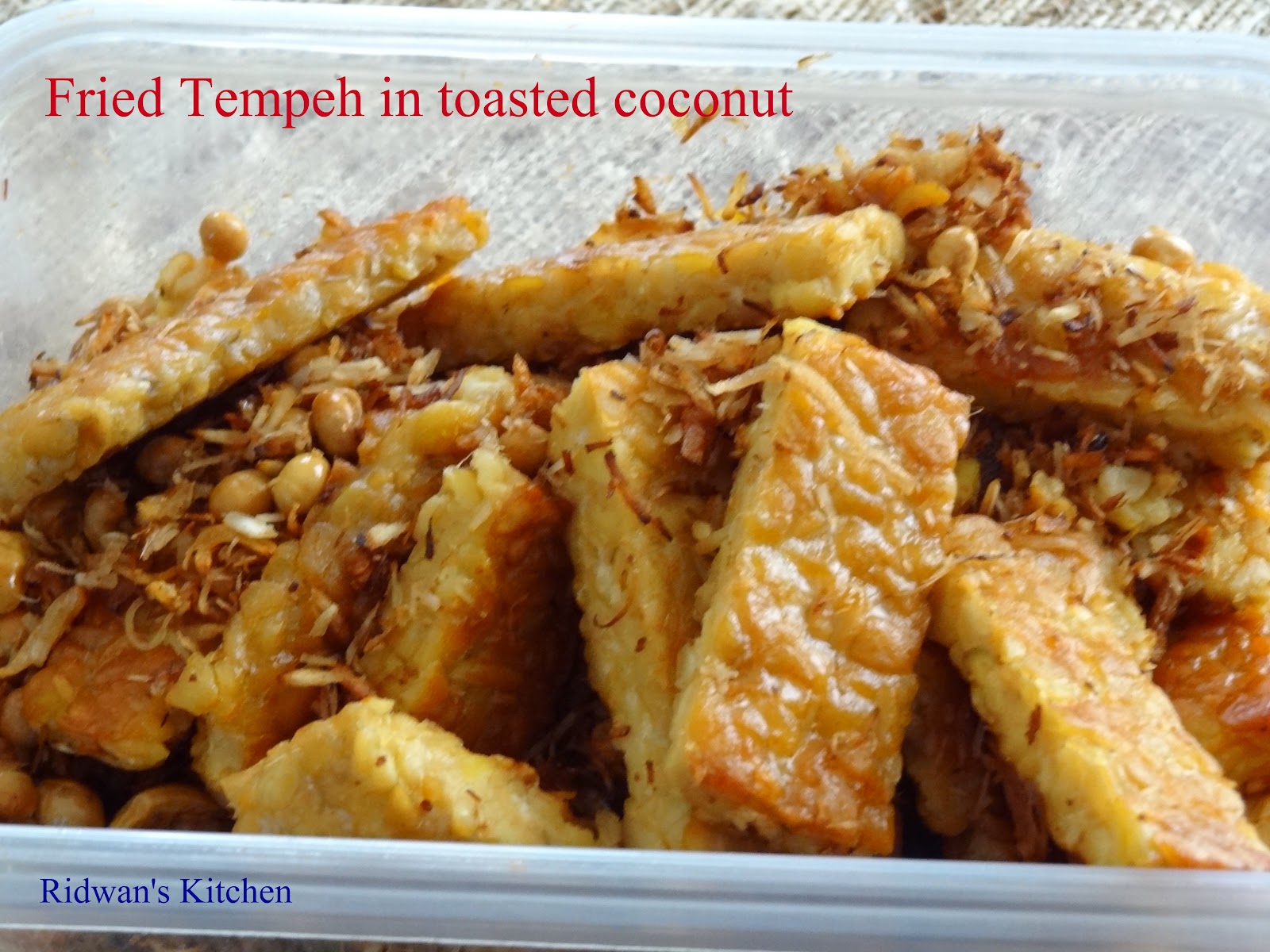 Fried Tempeh in toasted coconut