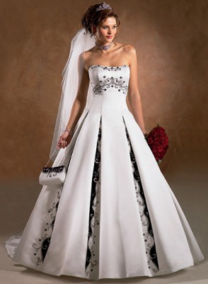 vestido de noiva preto com branco