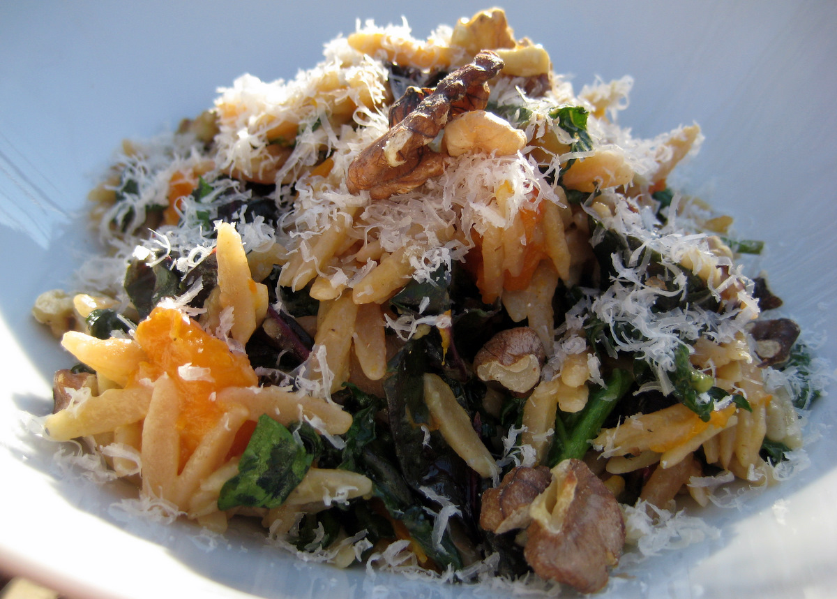Cook Food. Mostly Plants. Roasted Butternut Orzo with Walnuts and