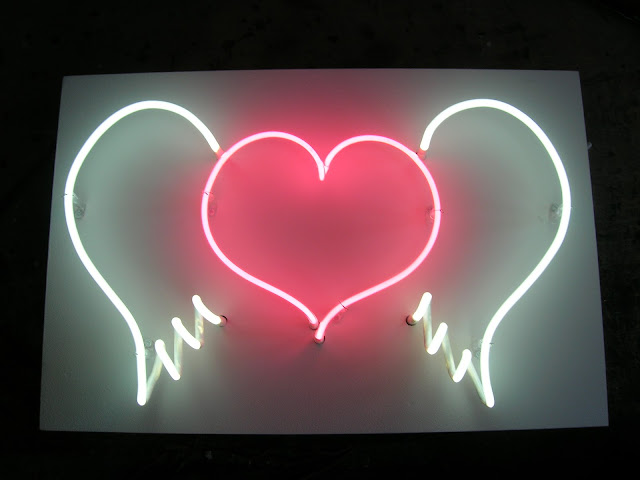 Neon Love Heart With Wings