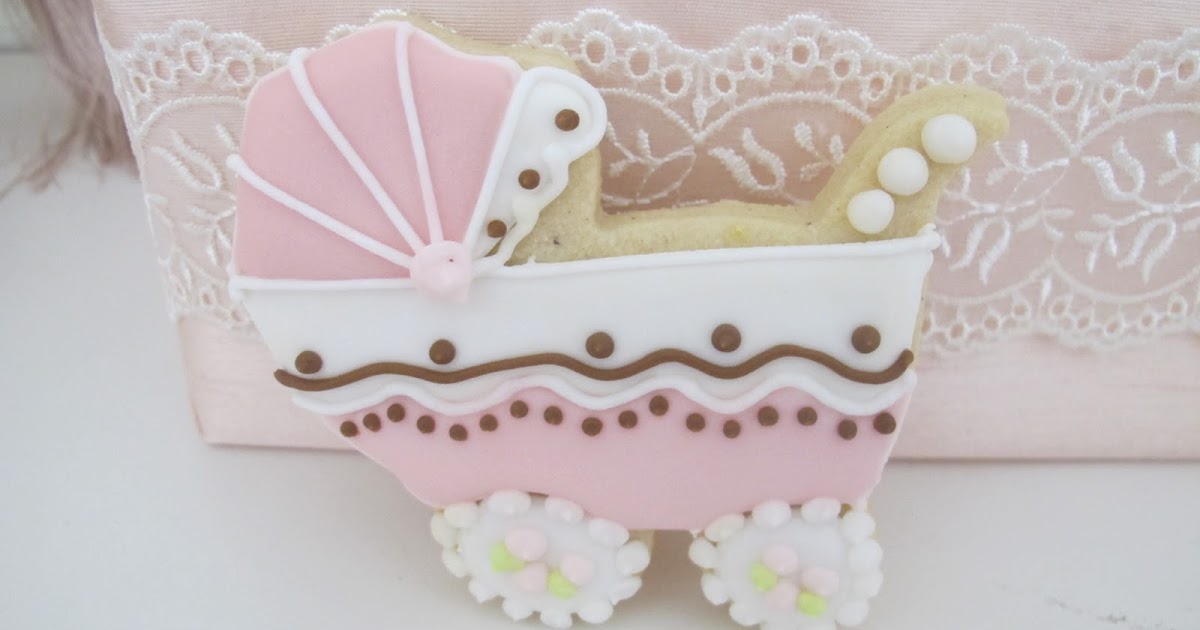konsept pasta Royal icing Bebek arabası kurabiye modeli