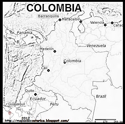 Mapa de COLOMBIA blanco y negro Mapa de COLOMBIA blanco y negro