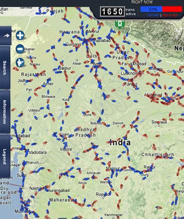 Rail Radar: location of running train on Google Map rail radar train enquiry Google map