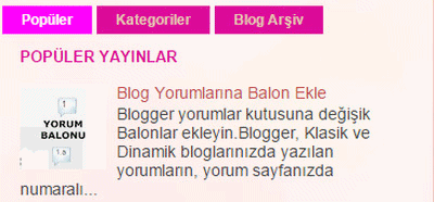 Üç gadgetin Sekmeli widget olarak birleştirilmiş formatı