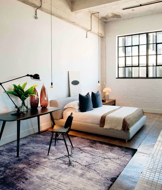 The eclectic loft bedroom. Photo by Micky Hoyle for Visi Magazine.