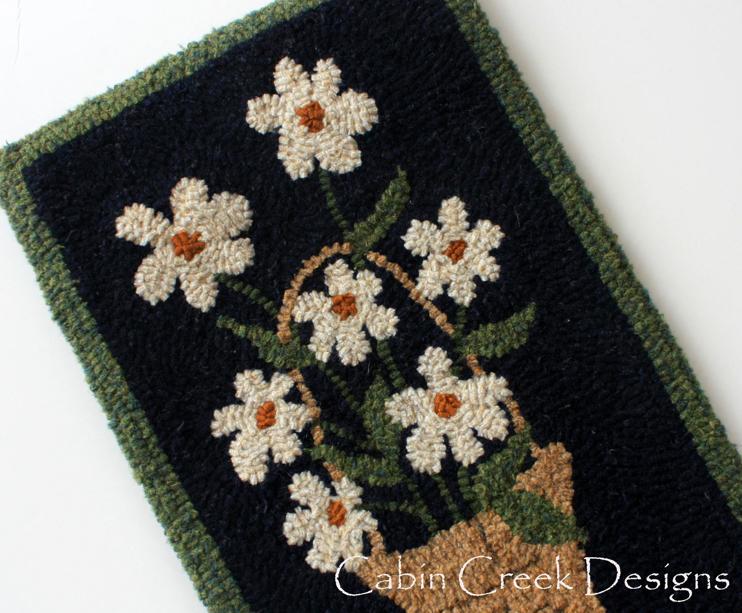 Cabin Creek Daisy Basket Hooked Rug...Finished!!!