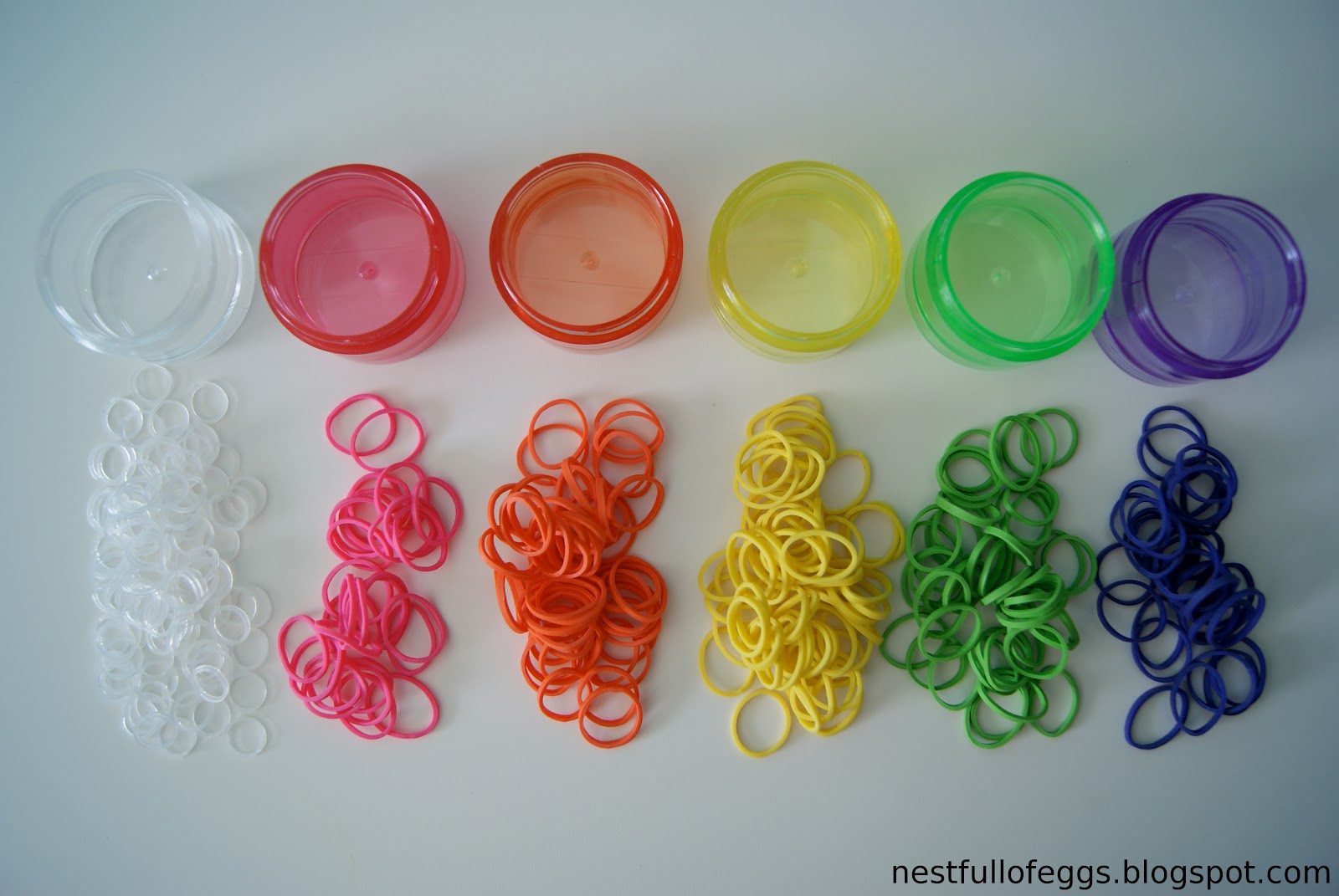 nest full of eggs Girls hair rubber band color coded storage