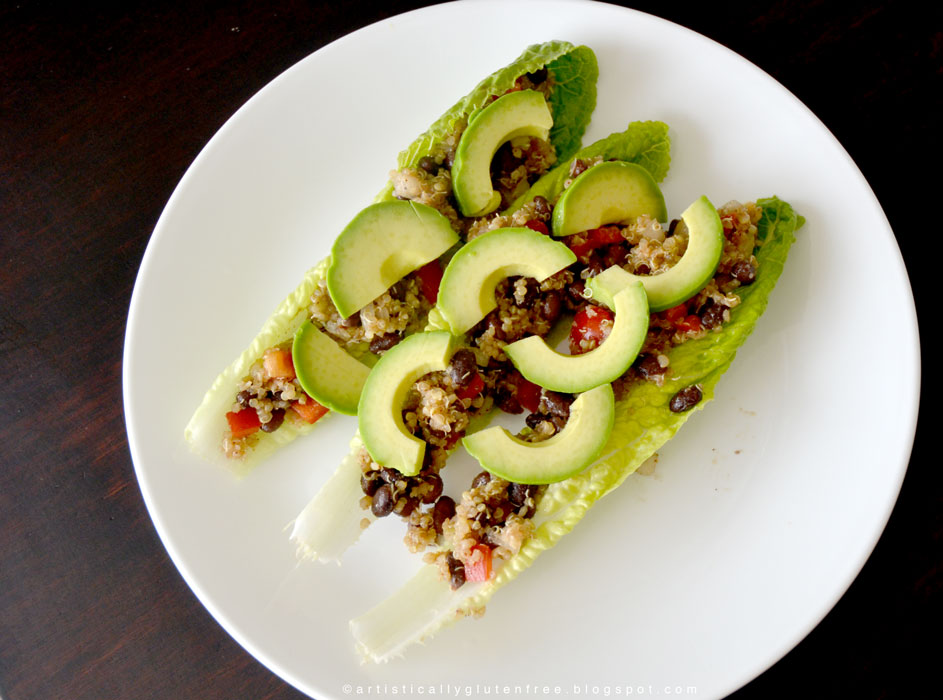 Artistically Gluten Free Quinoa and black bean lettuce wraps