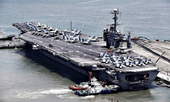 The George Washington became the first nuclear-powered aircraft carrier to be home ported in Japan in 2008 USS George Washington