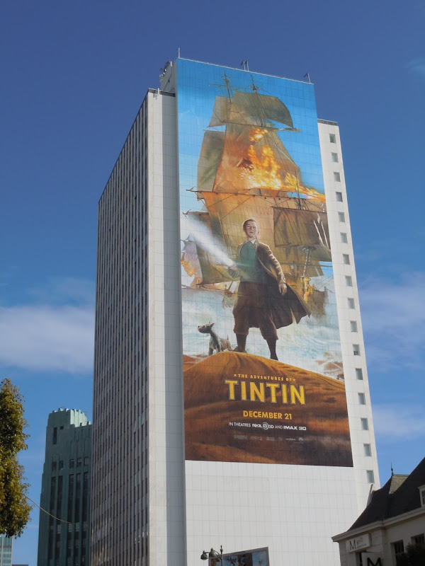 Giant Tintin movie billboard