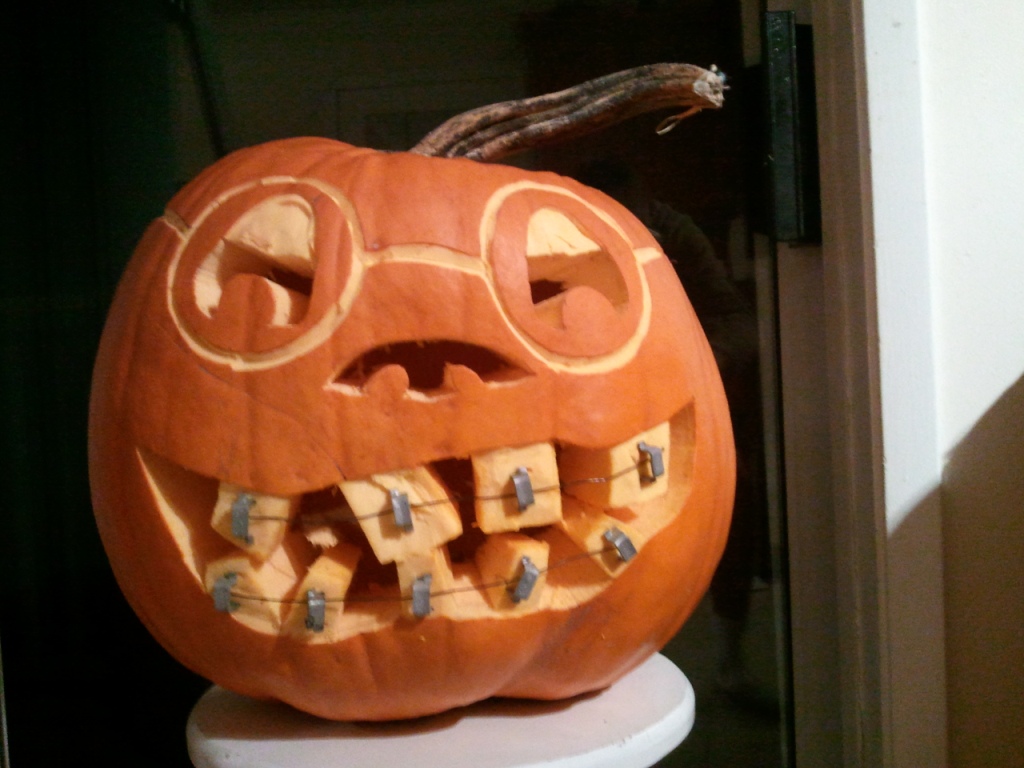 Pumpkin w Braces and Glasses! Get creative with your pumpkin carving