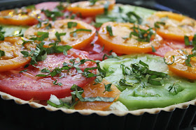 Heirloom tomato and goat cheese tart