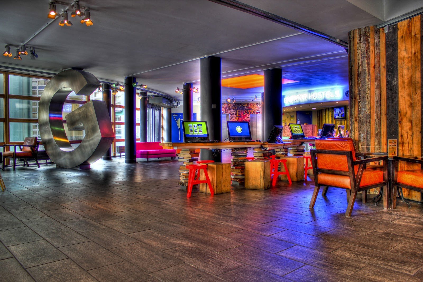 Jay Vee Kay Photography Generator Hostel lobby Dublin, Ireland