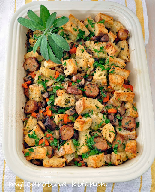 My Carolina Kitchen Rusticstyle Herbed Bread Dressing with Sausage & Mushrooms