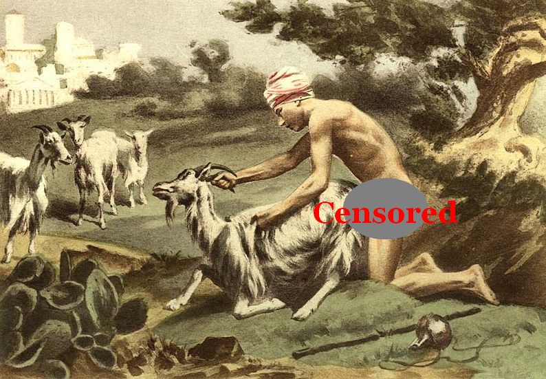 Ancient Greek sodomizing a goat, plate XVII from 'De Figuris Veneris' by ... Ancient Greek sodomizing a goat, plate XVII from 'De Figuris Veneris' by ...