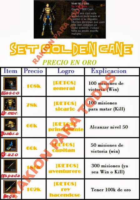 Set De Rakion Latino Que Son De Cash Como Conseguirlos Con Oro  Golden+cane+set