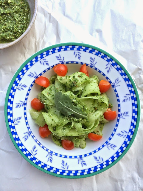 Passionately Raw! - Raw Cucumber Pasta With Arugula Pesto