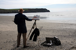 Painting on Pendower beach, Cornwall