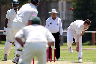 League teams play a cricket match on a sunny day at Fawkner Park, Melbourne.